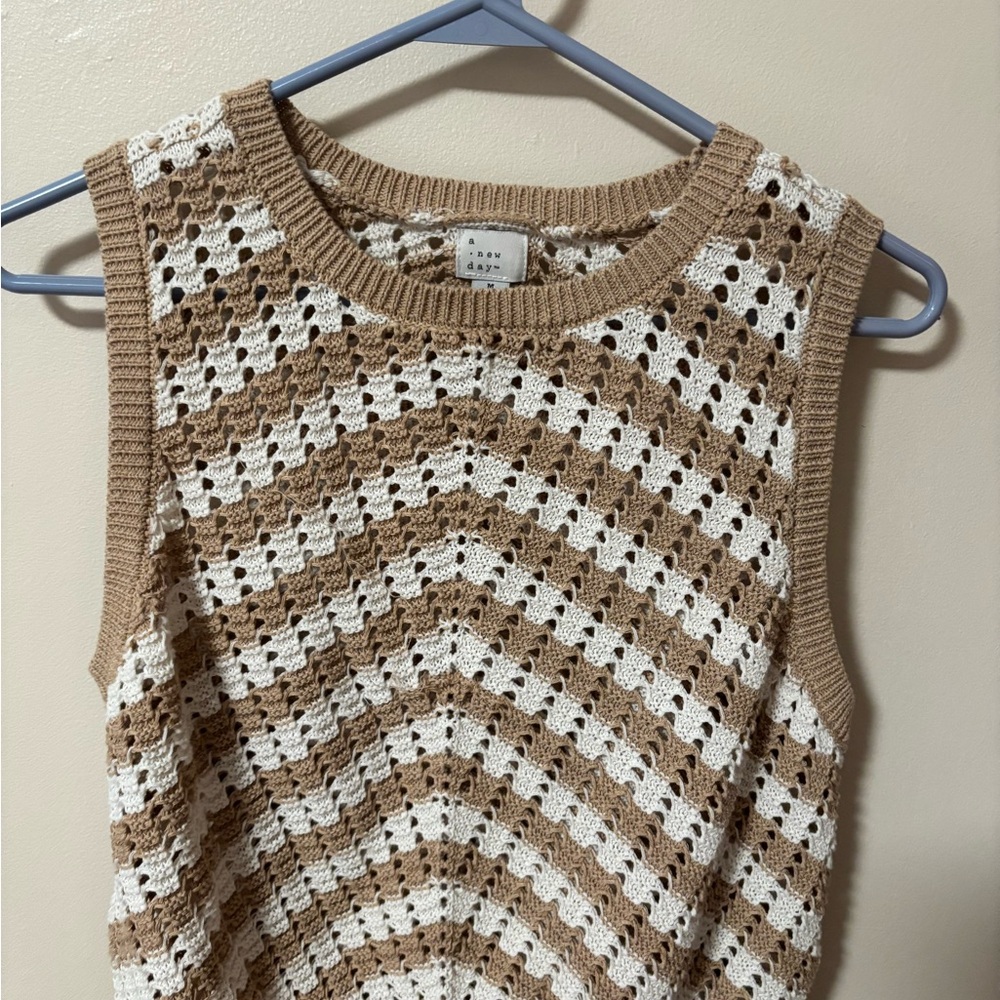 a new day Beige and Cream Crochet Top